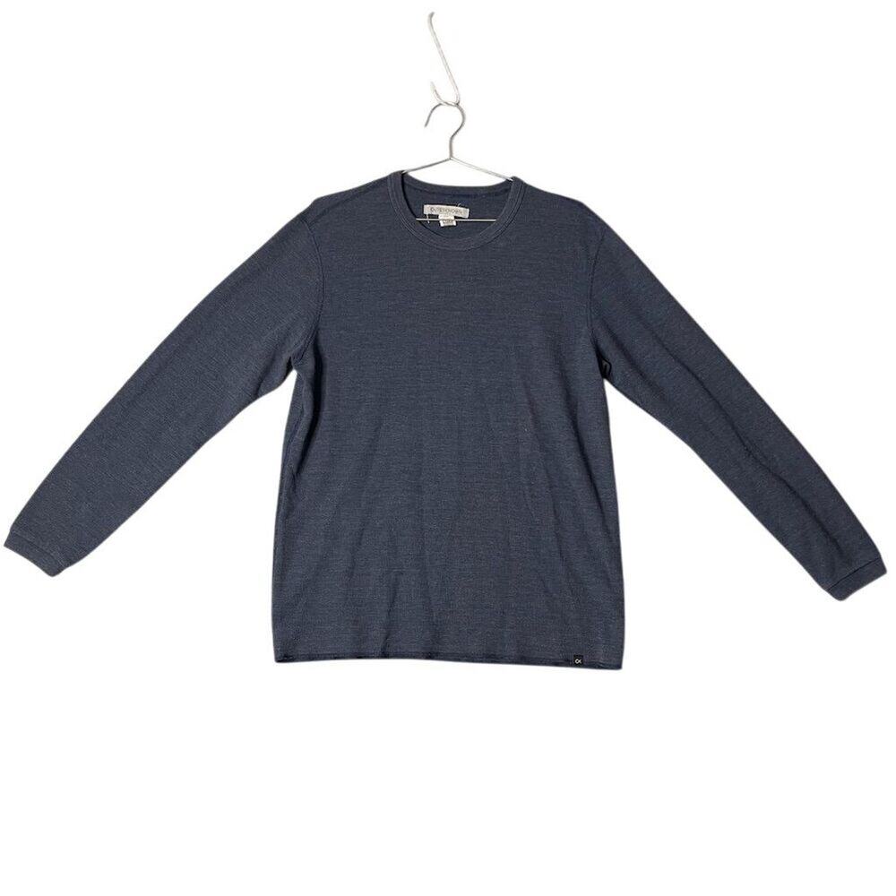 Outerknown Men's Long Sleeve Crewneck Shirt Blue Size M Solid Classic Fit